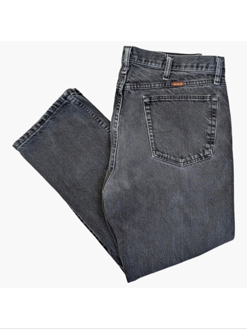 Vintage Rustler Black Wash Jeans 36x30 | 90s Straight Leg Denim Western Workwear